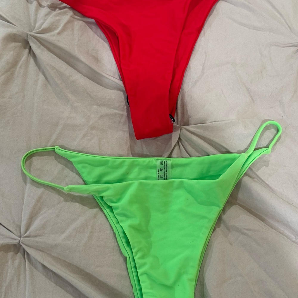 Vibrant Red and Neon Green Bikini bottoms